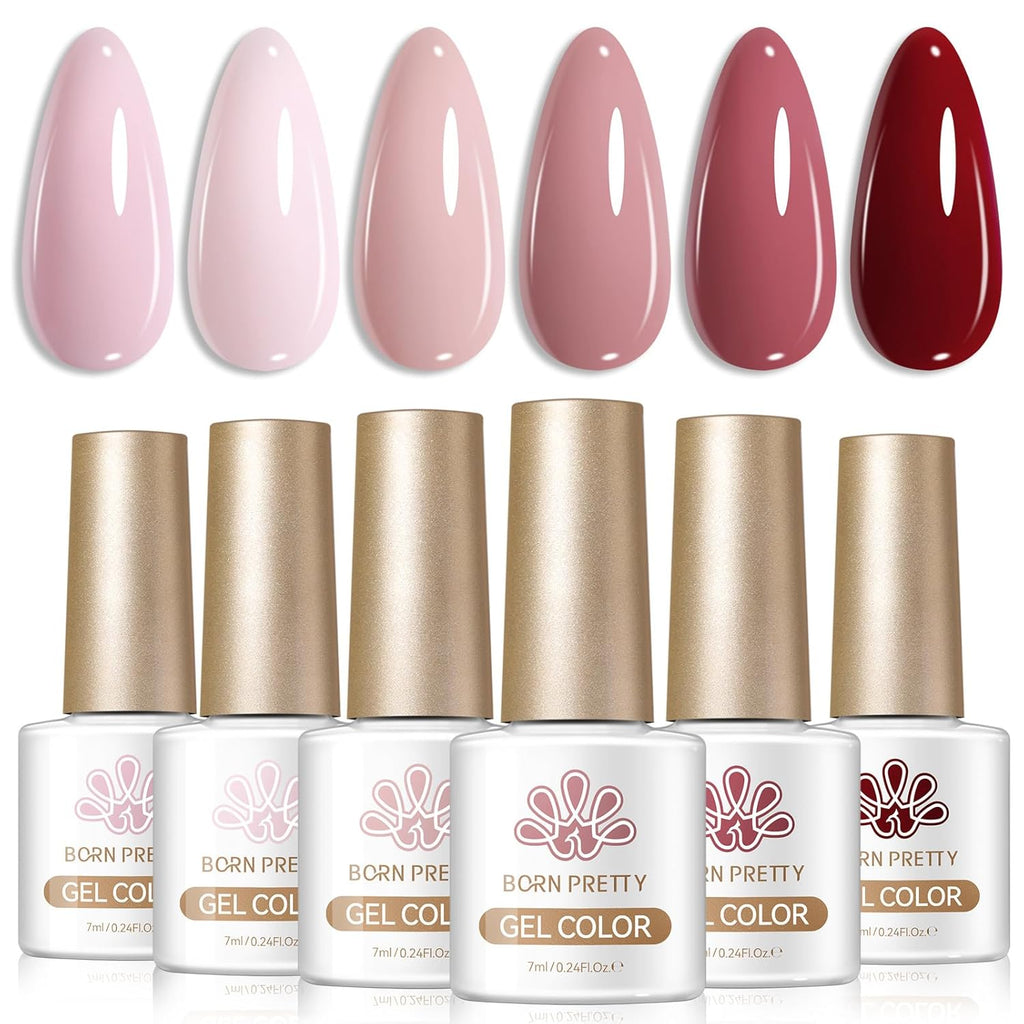 Born Pretty Nude Gel Nail Polish,Nude Pink Red Skin Tone Natural Colors