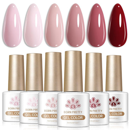 Born Pretty Nude Gel Nail Polish,Nude Pink Red Skin Tone Natural Colors