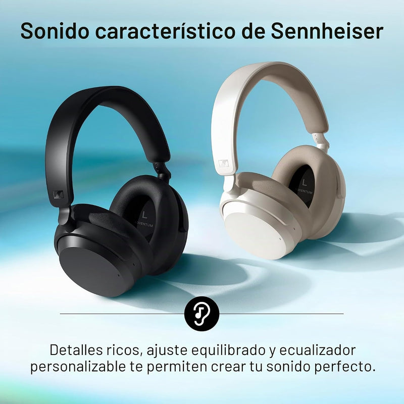 Sennheiser ACCENTUM Wireless Bluetooth Headphones – Hybrid ANC Noise Cancelling, 50‑Hour Battery, Lightweight Over‑Ear Design, Clear Calls, Travel & Work Headset, White