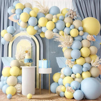 Pastel Blue Yellow Balloon Garland Arch Kit, Gender Reveal Latex Balloons