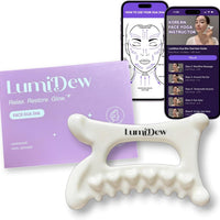 LumiDew Herramienta de cerámica Guasha para cara y cuerpo, masajeador de drenaje linfático, herramienta para esculpir la cara, moldeador de mandíbula y reductor de doble barbilla, regalos de cuidado p
