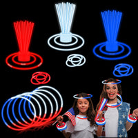 Bulk Patriotic Party Favors Supplies Glow Sticks Toys 300 PCS,Red White Blue Light up Bracelets Necklace Accessories for