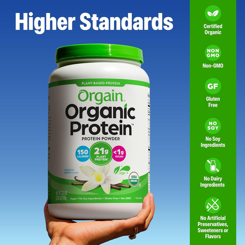 Orgain - Proteína orgánica a base de plantas vegetales, vegano, bajo en carbohidratos, sin lácteos, sin gluten, sin azúcares añadidos, sin soya, Kosher, sin OMG, 720 g