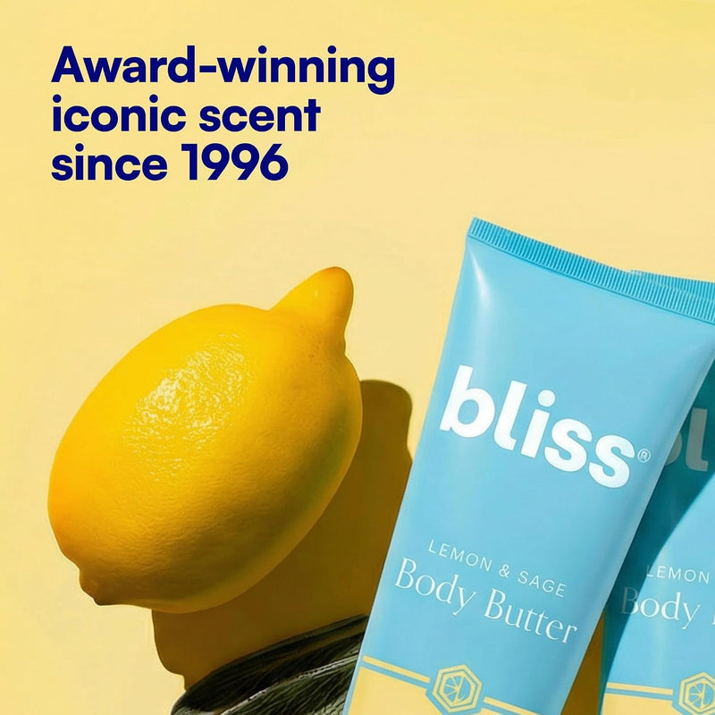 Bliss Mantequilla Corporal de Limón y Salvia - Aroma Icónico con Manteca de Karité y Aceite de Coco para Hidratación Máxima de Larga Duración - Loción Corporal para Piel Suave y Tersa - Vegana y Libre
