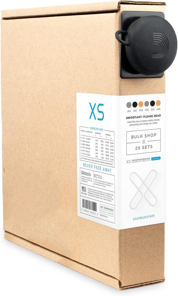 D'Addario XS Phosphor Bronze Coated Acoustic Guitar Strings 12-53, 25 Sets