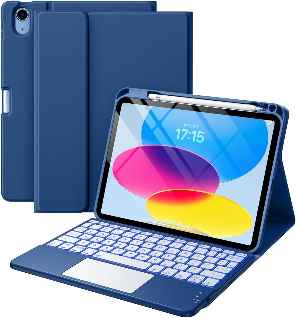 Funda con Teclado Harvopu para iPad 11" (A16) / iPad 10.ª Gen - Azul Marino
