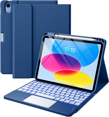 Funda con Teclado Harvopu para iPad 11" (A16) / iPad 10.ª Gen - Azul Marino