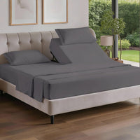 Flex Top Split Head King 4 Piece Sheet Set - Soft & Breathable - Dark Grey