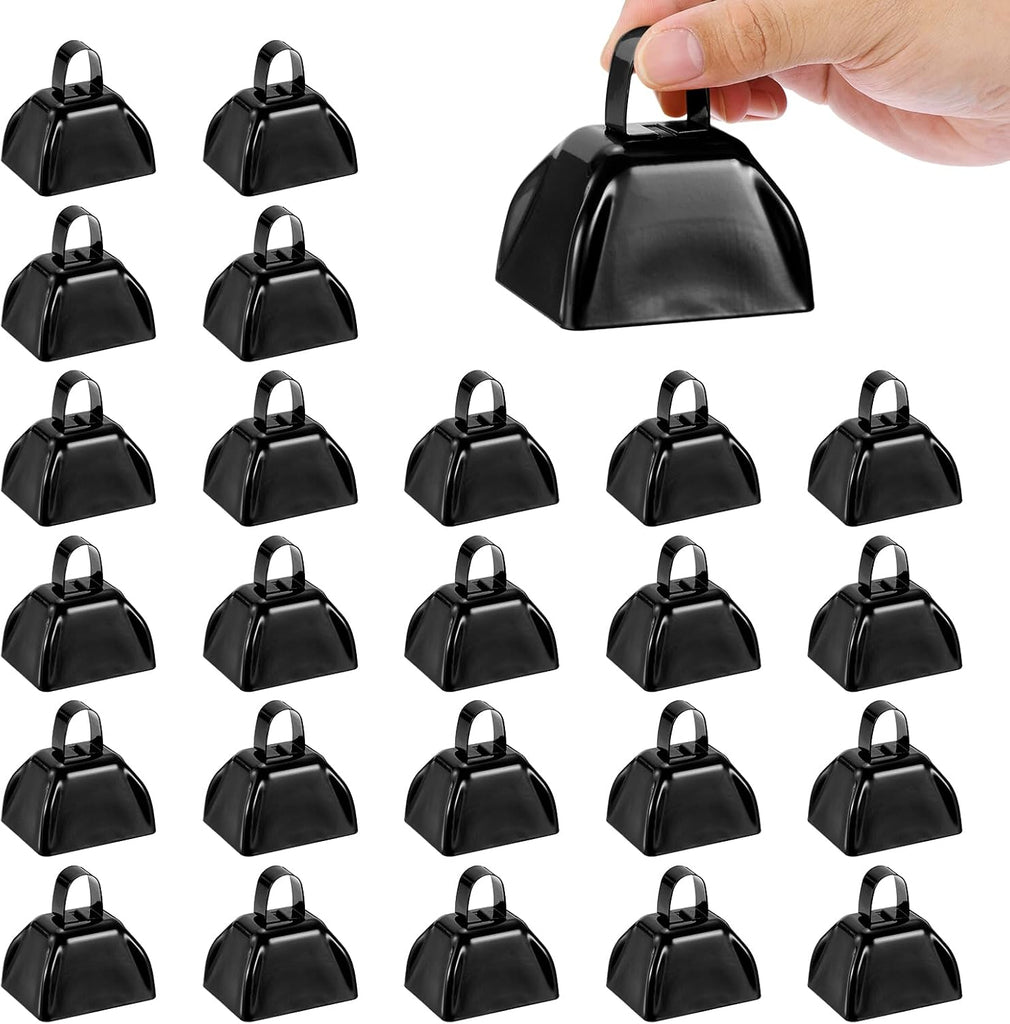 PATIKIL 3inch Cow Bells for Football Games, 24pcs Cowbells for Sporting Events Bulk Loud Noise Makers Metal Cow Bell wit