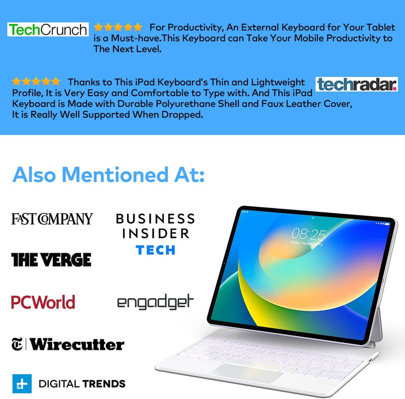 Funda con Teclado runelk para iPad Air 11" (M4/M3/M2) y Pro 11" - Blanco