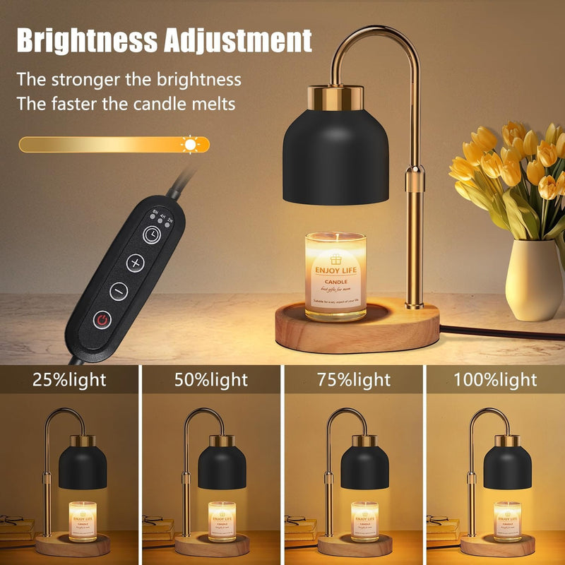 seenlast Candle Warmer Lamp with Dimmer Adjustable Height, 2/4/8H Timer