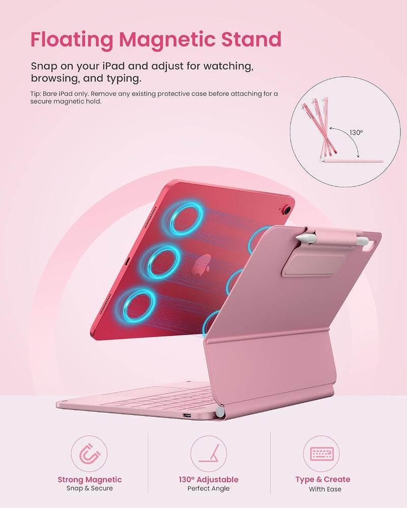 Funda con Teclado typecase Edge para iPad 11" (A16) / 10.ª Gen - Rosa Claro