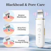 GUGUG - Espátula para exfoliar la piel, espátula facial, limpiador de poros, herramientas removedoras de puntos negros con 4 modos para limpieza profunda facial - Blanco