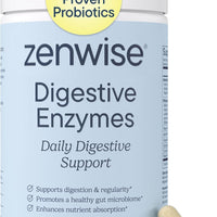 Zenwise Health Enzimas digestivas para la salud intestinal y el alivio de la hinchazón, suplemento de digestión de múltiples enzimas con probióticos, bromelina y papaya para apoyo a la salud digestiva