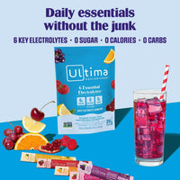 Ultima Replenisher - Bebida de electrolitos en polvo vegana, sin azúcar ni OMG, bebida hidratante adecuada para dieta cetogénica, paquetes individuales, sabores surtidos 5 sabores, 20 unidades