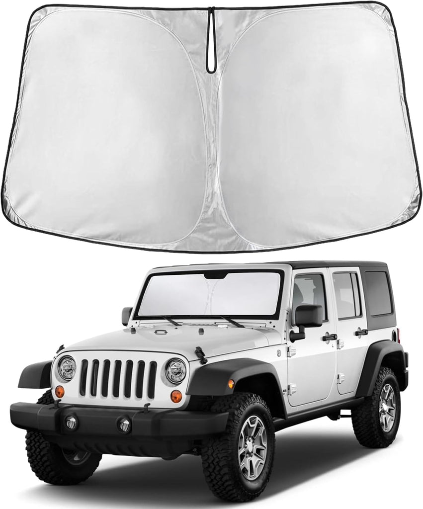 EcoNour Windshield Sunshade for Jeep Wrangler Rubicon Sahara 1997-2016 2017