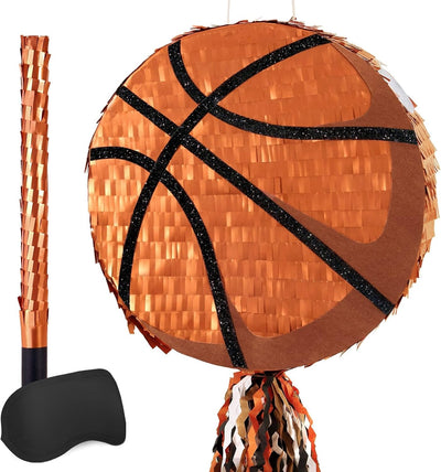 WERNNSAI Basketball Piñata - Basketball Piñata with Blindfold and Bat