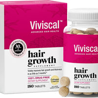 Viviscal Suplementos para el crecimiento del cabello para mujeres, soporte para el cabello más grueso y completo para adelgazar el cabello y la pérdida de cabello, con biotina y colágeno marino, sin