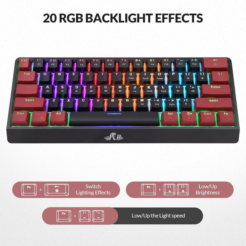 Rii RK806 60% Mechanical Gaming Keyboard 61 Keys