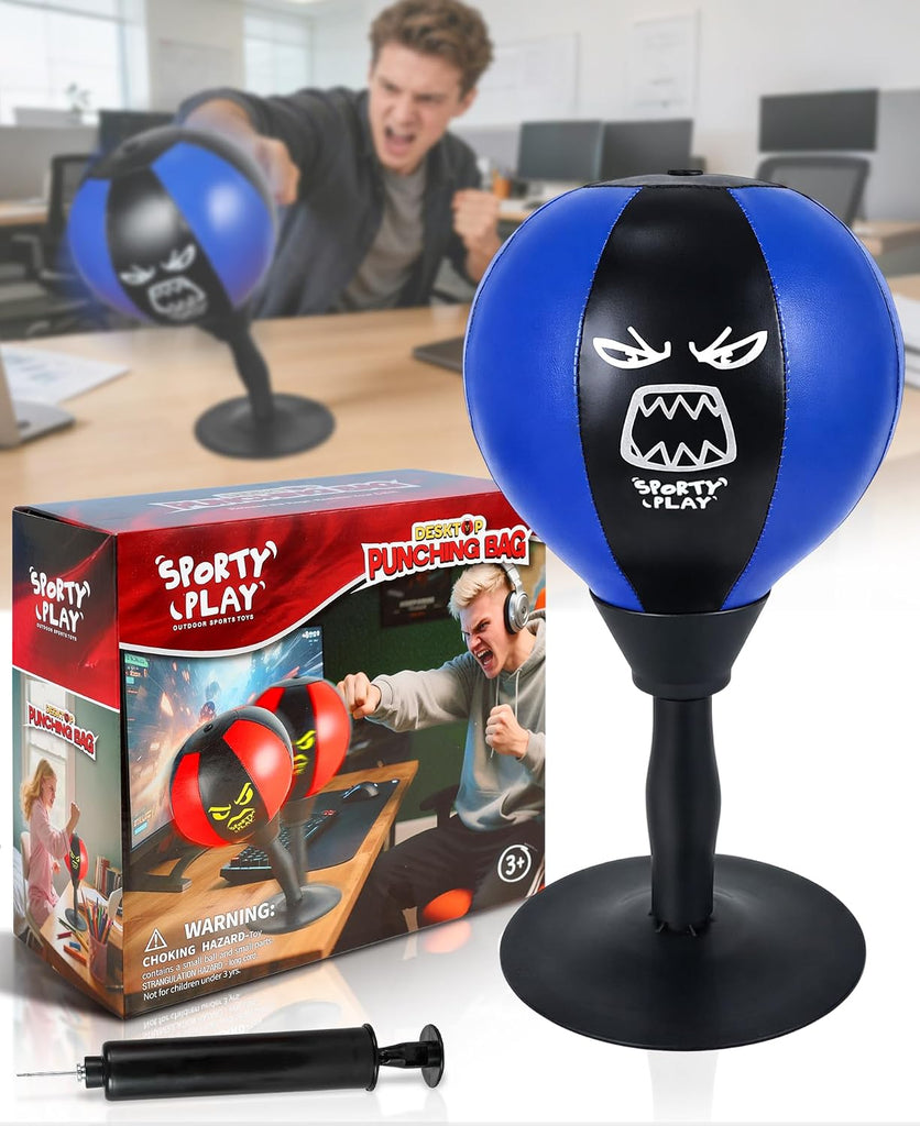 Desktop Punching Bag with Double Suction Cup Base for Stress Relief, Upgraded Spring & Durable Tabletop Boxing Ball for