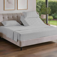 Flex Top Split Head King 4 Piece Sheet Set - Soft & Cooling - Grey Stripes