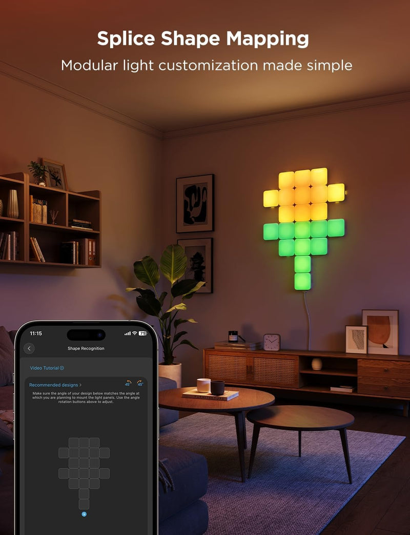 Govee Mini Panel Lights, RGBIC Wall Lights, Smart LED Wall Panels, Works with Matter, Alexa, Google Assistant, Sync with Music, DIY Gaming Light for Home Decor, Office, Bedroom, 20 Pcs