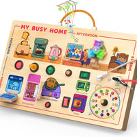 flycoost My Busy Home Montessori Busy Board for Toddlers 1-3