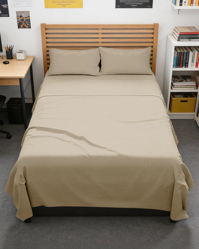 Full XL Sheets - 4 Piece Full XL Sheet Set - Breathable - Heathered Beige