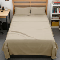Full XL Sheets - 4 Piece Full XL Sheet Set - Breathable - Heathered Beige