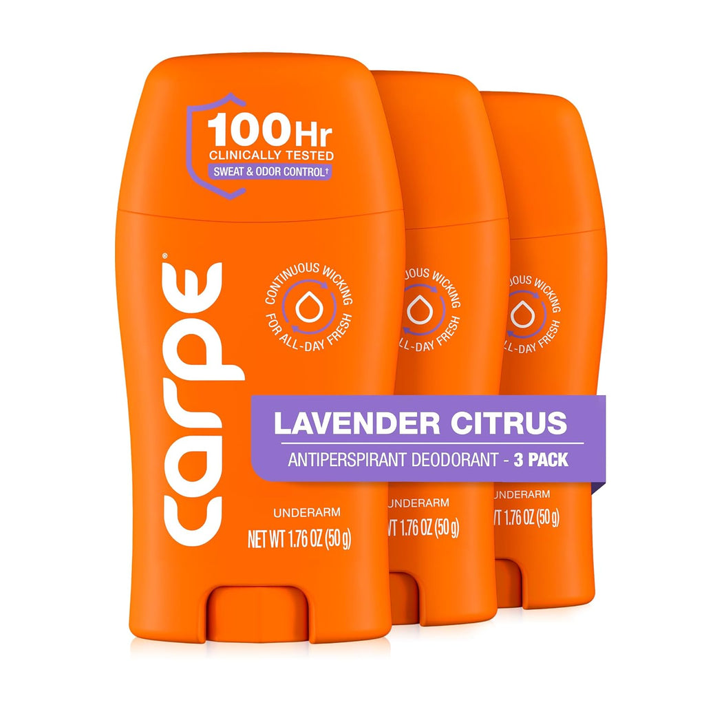 Carpe 100-Hour Antiperspirant Deodorant for Women, Lavender Citrus - 3 Pack