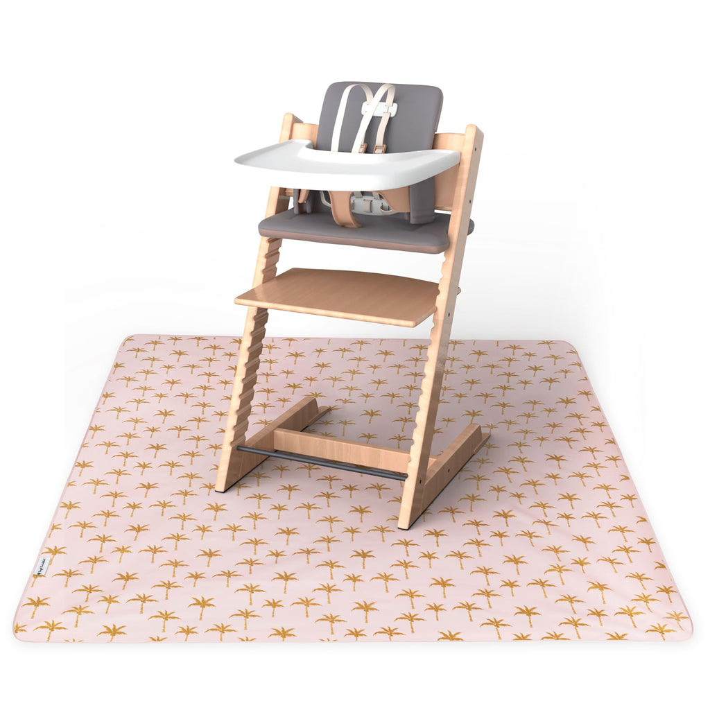 Tiny Twinkle Splat Mat for Under High Chair or Table | 51" x 51" Waterproof & Mess-Proof High Chair Mat for Baby, Machine Washable for Mealtime or Art(Royal Palm)