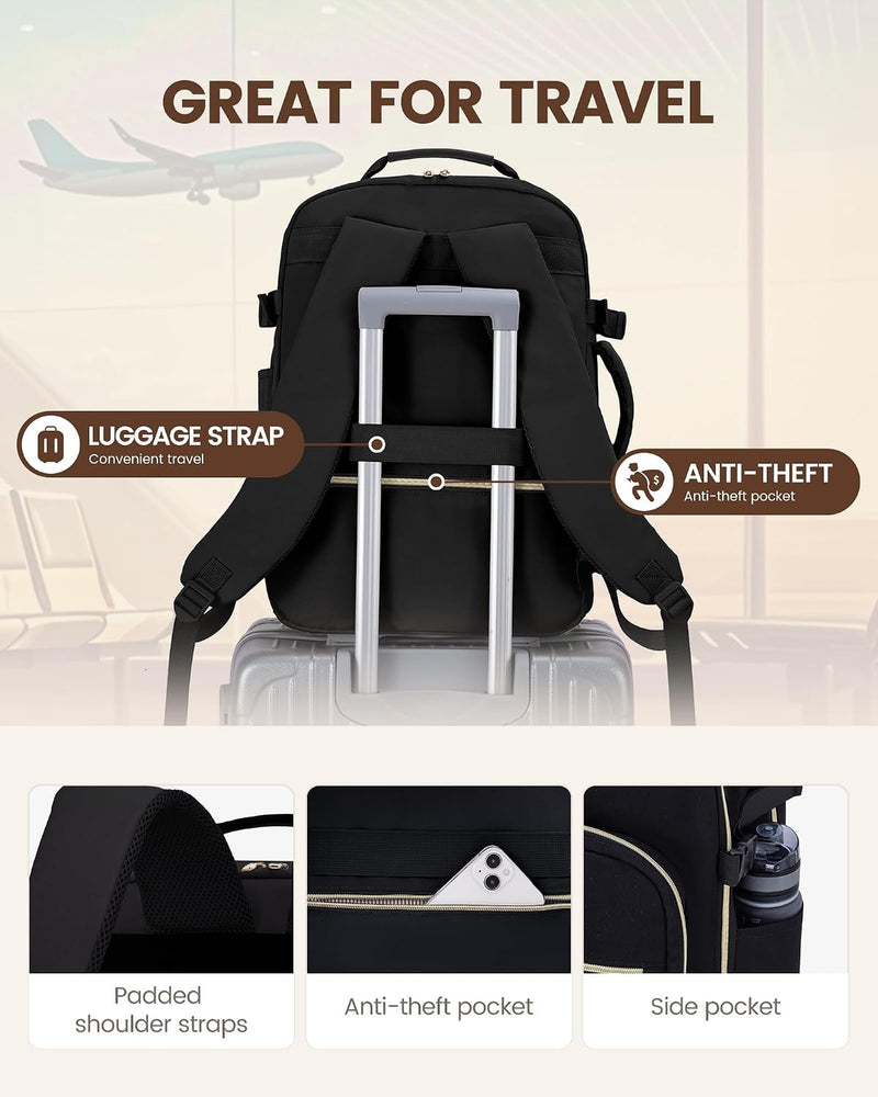 LOVEVOOK 40L Travel Backpack Flight Approved Carry on Backpack,3 Packing Cubes,Waterproof Personal Item Travel Bag,TSA Carry on Luggage Suitcase Travel Essentials,Gifts for Women & Men,fits 17" Laptop