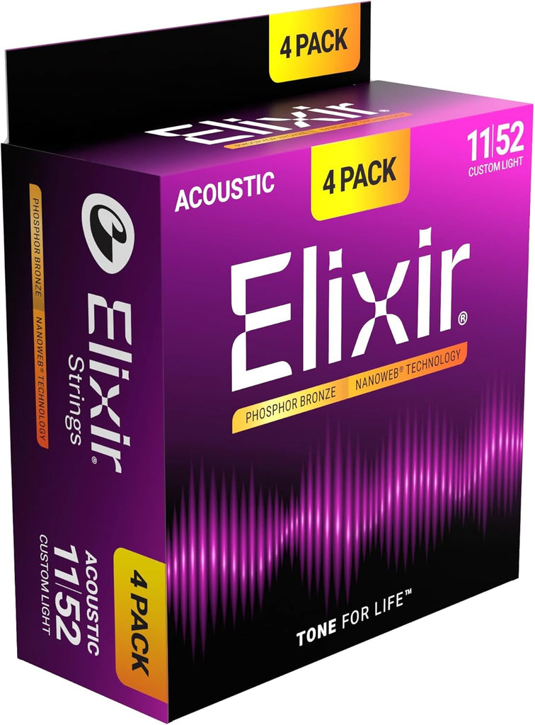Elixir Strings, Acoustic Guitar Strings, Phosphor Bronze with NANOWEB Technology, Longest-Lasting Rich and Full Tone wit