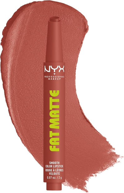 NYX PROFESSIONAL MAKEUP Lápiz labial mate graso, pigmentado, suavizante y que no se seca, maquillaje de labios de larga duración, vegano y libre de crueldad, bata de rosa (Rose Nude)