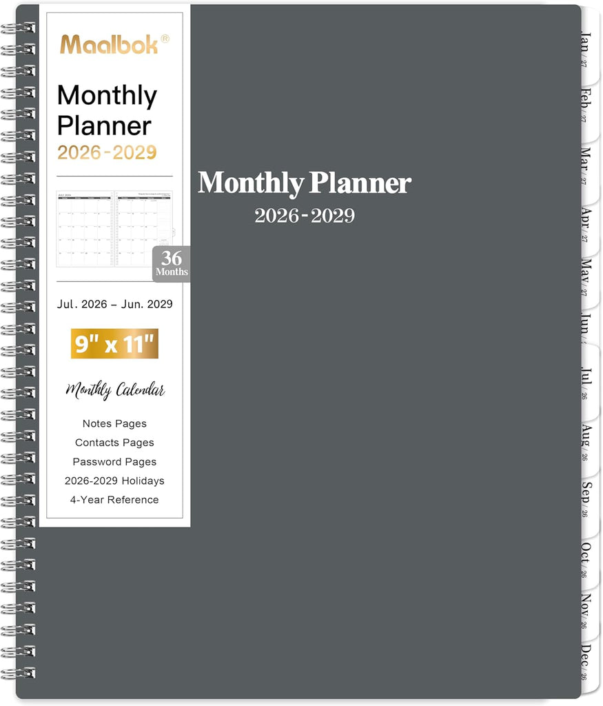 2026-2029 Monthly Planner/Calendar - July 2026 - June 2029, 3 Year Months Planner 2026-2029, 9'' x 11'', 36 Monthly Tabs