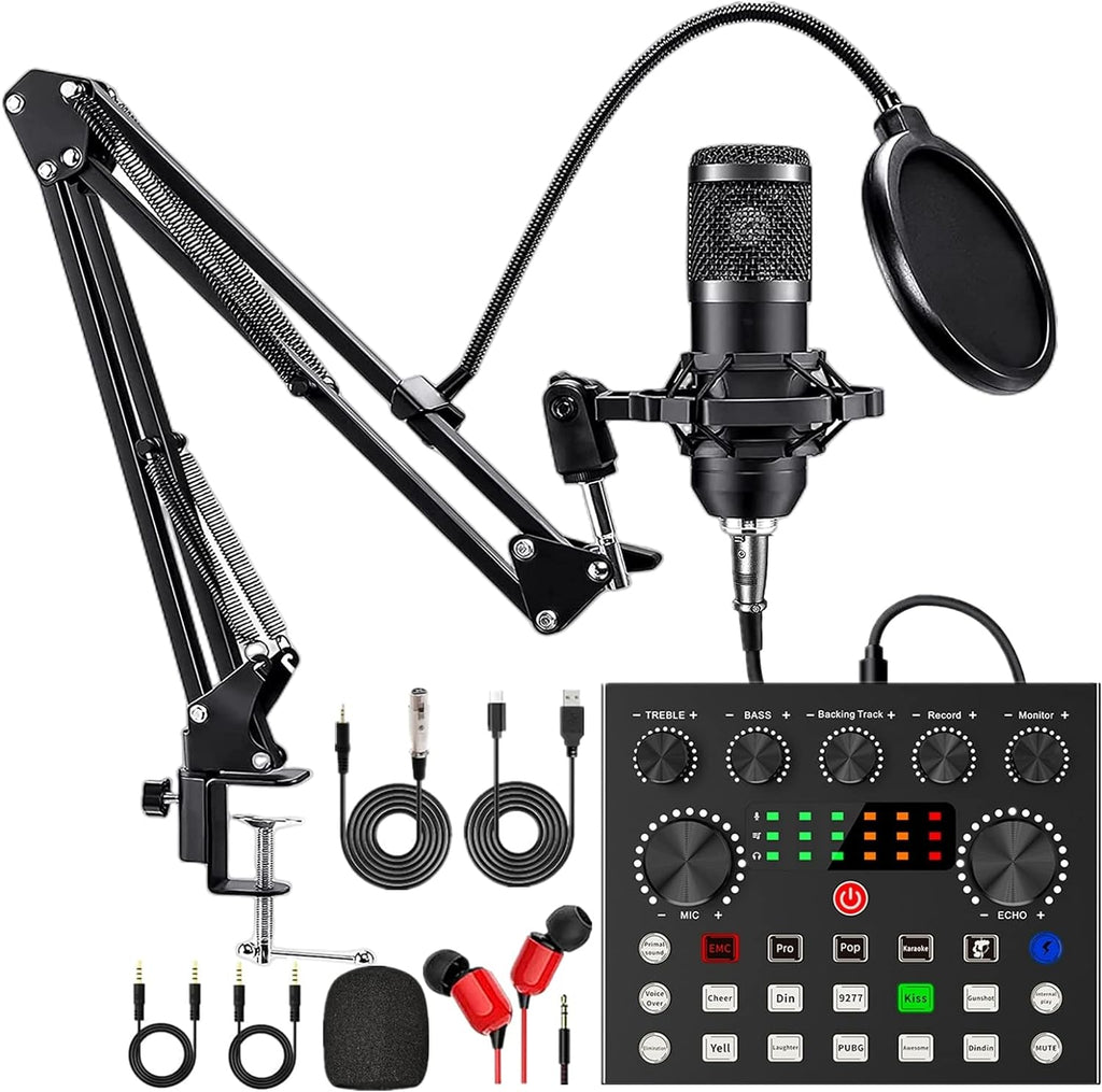 CofeLife Podcast Equipment Bundle, BM800 Podcast Microphone Bundle with V8s Voice Changer, Condenser Microphone Recordin