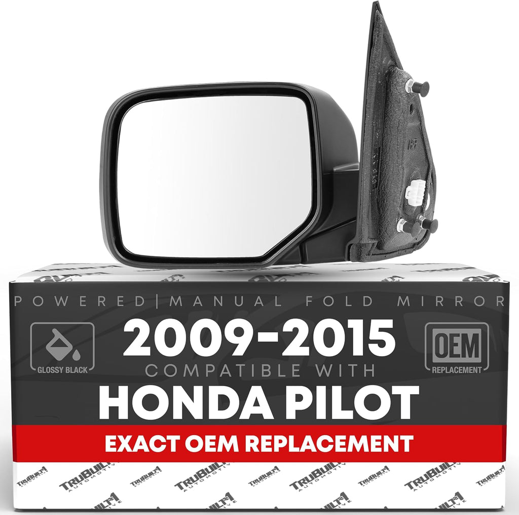Driver Side Mirror Replacement - Compatible with 2009-2015 Honda Pilot - Powered Adjustment, Heated, Manual Fold, Flat G