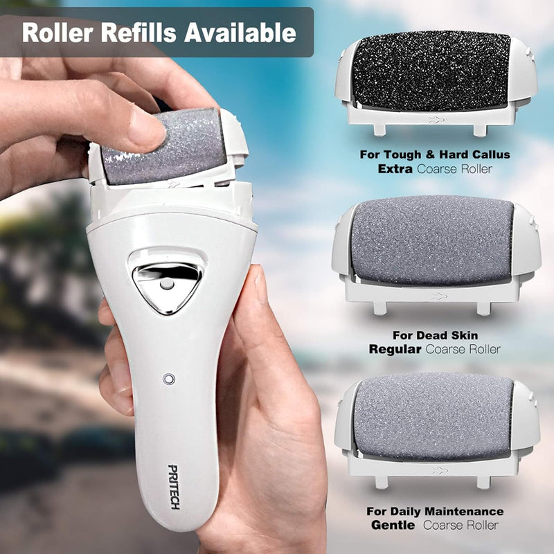 PRITECH Removedores de callos eléctricos recargables, herramientas electrónicas portátiles de pedicura, kit de eliminación de callos eléctrico, cuidado profesional de pies Pedi perfecto para piel seca