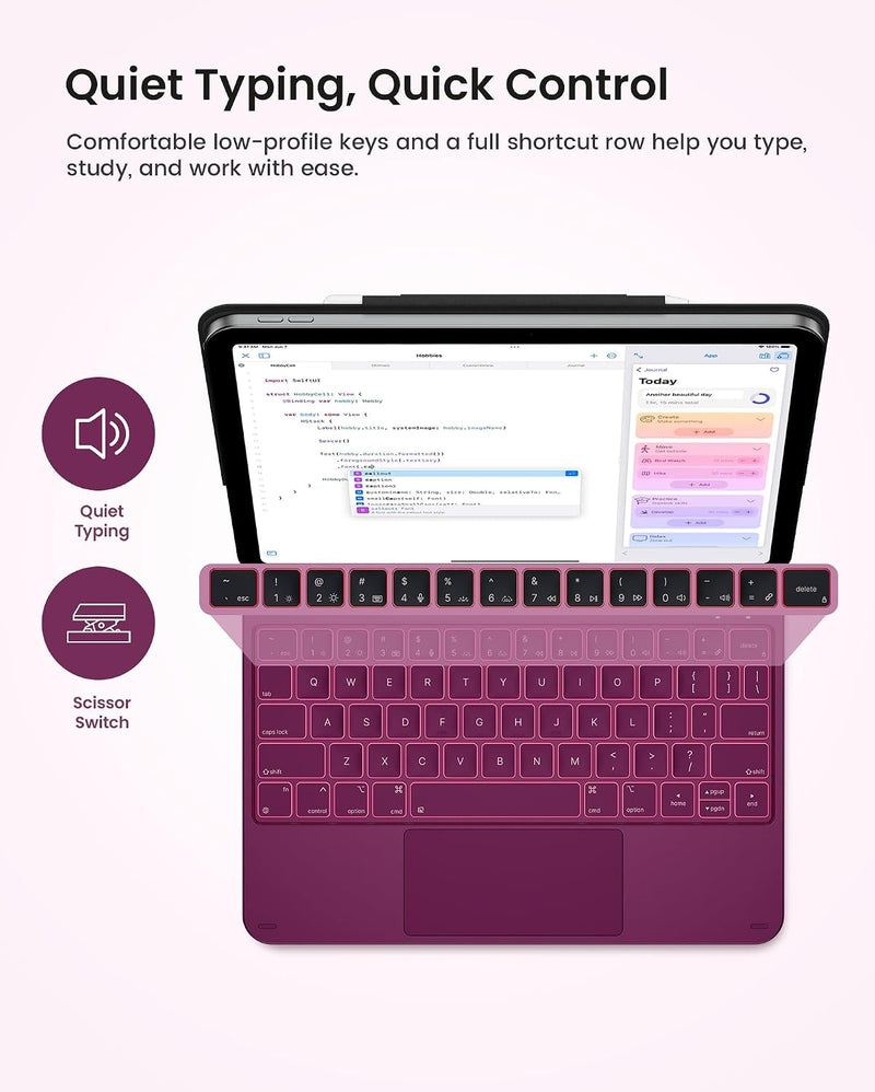Funda con Teclado typecase Edge para iPad 11" (A16) / 10.ª Gen - Frambuesa