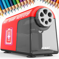 AFMAT Electric Pencil Sharpener Heavy Duty, 6 Holes, Cordless & Rechargeable, Fast Sharpen, Auto Stop, 10K+ Uses, Classr