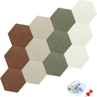 MECCANIXITY 12Pcs Hexagon Acoustic Panels 7.9 x 6.9 x 0.47" B1 Fireproof Soundproof Foam Panels with 7 Push Pins for Wal