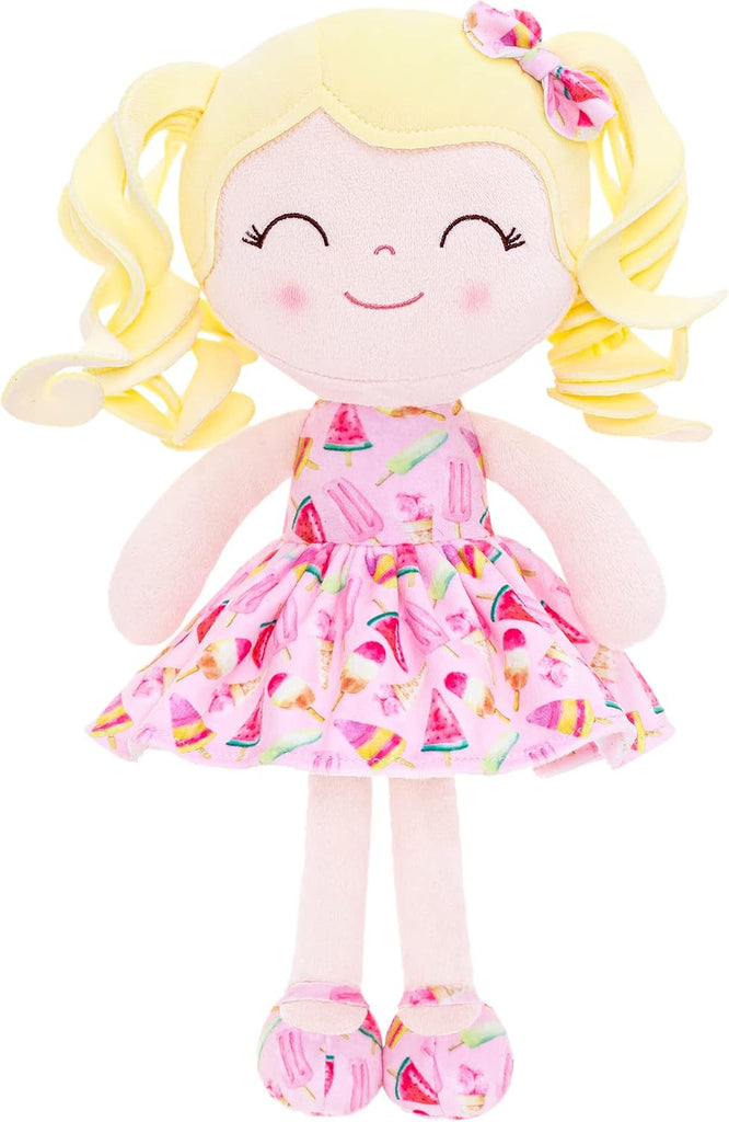 Gloveleya Doll Baby Dolls Soft Rag Doll Baby Girl Gifts Curly Spring Girl - Yellow Hair Ice Cream 12inches