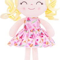 Gloveleya Doll Baby Dolls Soft Rag Doll Baby Girl Gifts Curly Spring Girl - Yellow Hair Ice Cream 12inches
