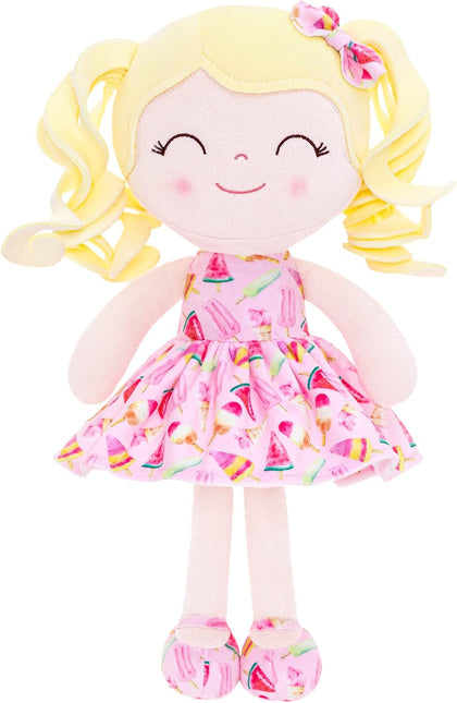 Gloveleya Doll Baby Dolls Soft Rag Doll Baby Girl Gifts Curly Spring Girl - Yellow Hair Ice Cream 12inches