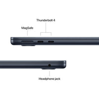 MacBook Air M5 Midnight puertos MagSafe Thunderbolt 4 y headphone jack