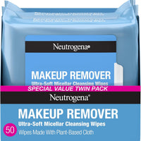 Neutrogena Toallitas para quitar maquillaje micelares sin alcohol para el rostro, eliminan la máscara impermeable y el aceite, toallitas de tela 100% compostable a base de plantas