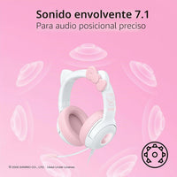 Razer Kraken Kitty V2 USB Wired Headset: Hello Kitty Ears - Chroma RGB Stream Reactive Lighting, HyperClear Cardioid Mic, 7.1 Surround Sound, Triforce 40mm Drivers - Hello Kitty Edition