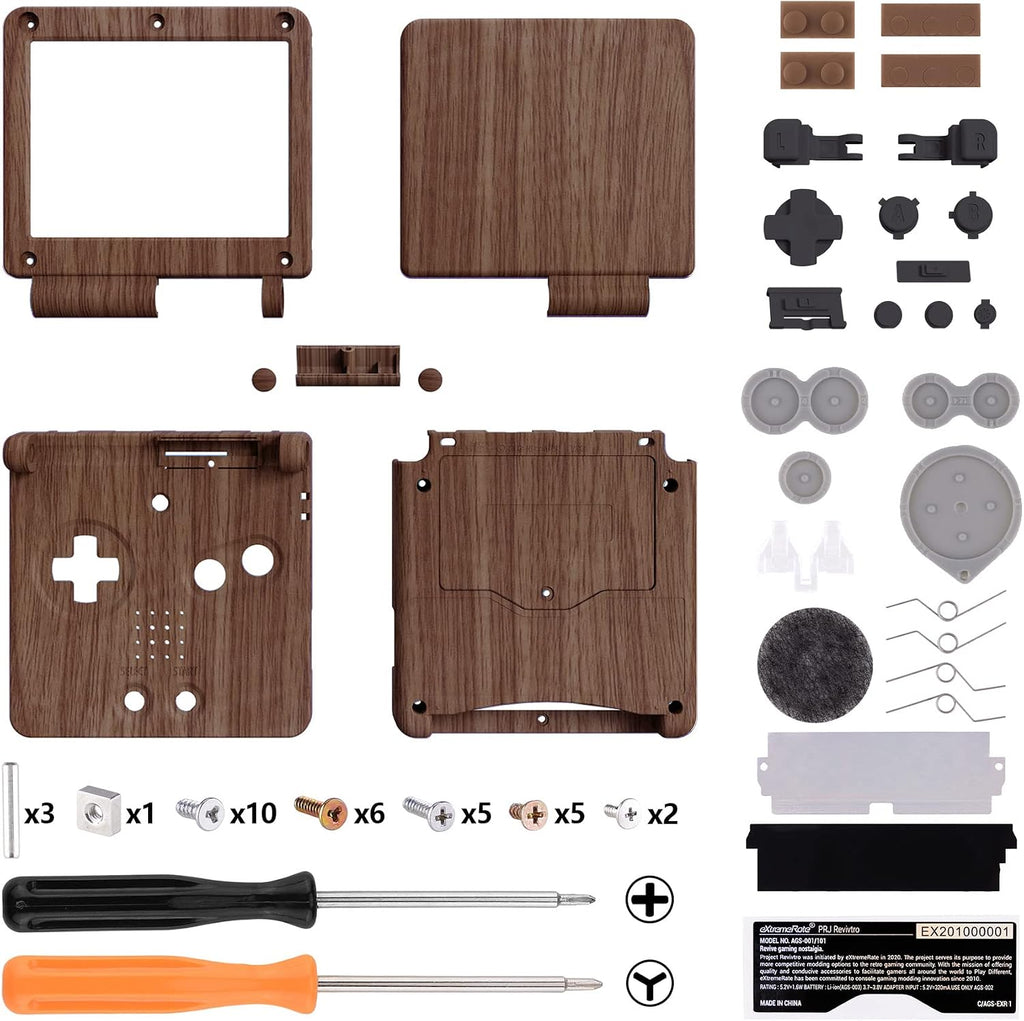IPS Ready Upgraded eXtremeRate Wood Grain Patterned Soft Touch Custom Replacement Housing Shell for Gameboy Advance SP G