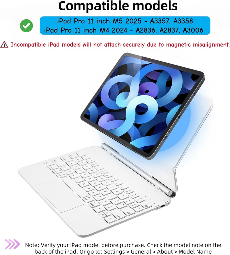 Funda con Teclado Magnético mobee para iPad Pro 11" (M4/M5) - Blanco