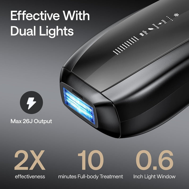 Ulike Dispositivo de depilación X IPL, depilación láser con enfriamiento de hielo, luces dobles y sensor de piel para una depilación casi indolora y de larga duración, 3 modos a medida para cabello di